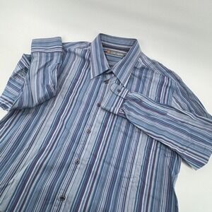 John Henry Mens Striped‎ Long Sleeve Button Down Shirt Size L